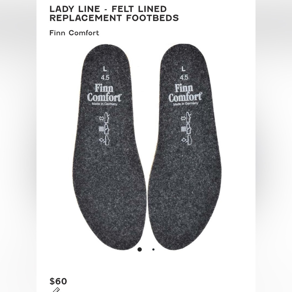 💕HP💕 Finn Comfort Gray Wool Insoles / footbed for winter boots - 9in - 6-6.5 US